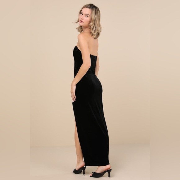Lulus My Dream Come True Black Velvet Strapless Maxi Dress - Picture 4 of 5
